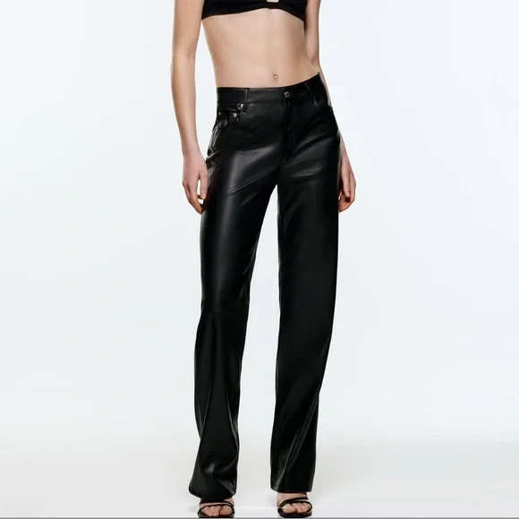 Zara Full Length 90’s Faux Leather Pants - Picture 1 of 7